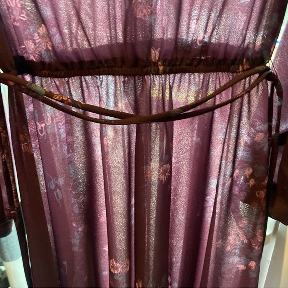 Vintage Patty O’Neil purple Embellished Pleated Gown with Long Bishop Sl… - Picture 9 of 16